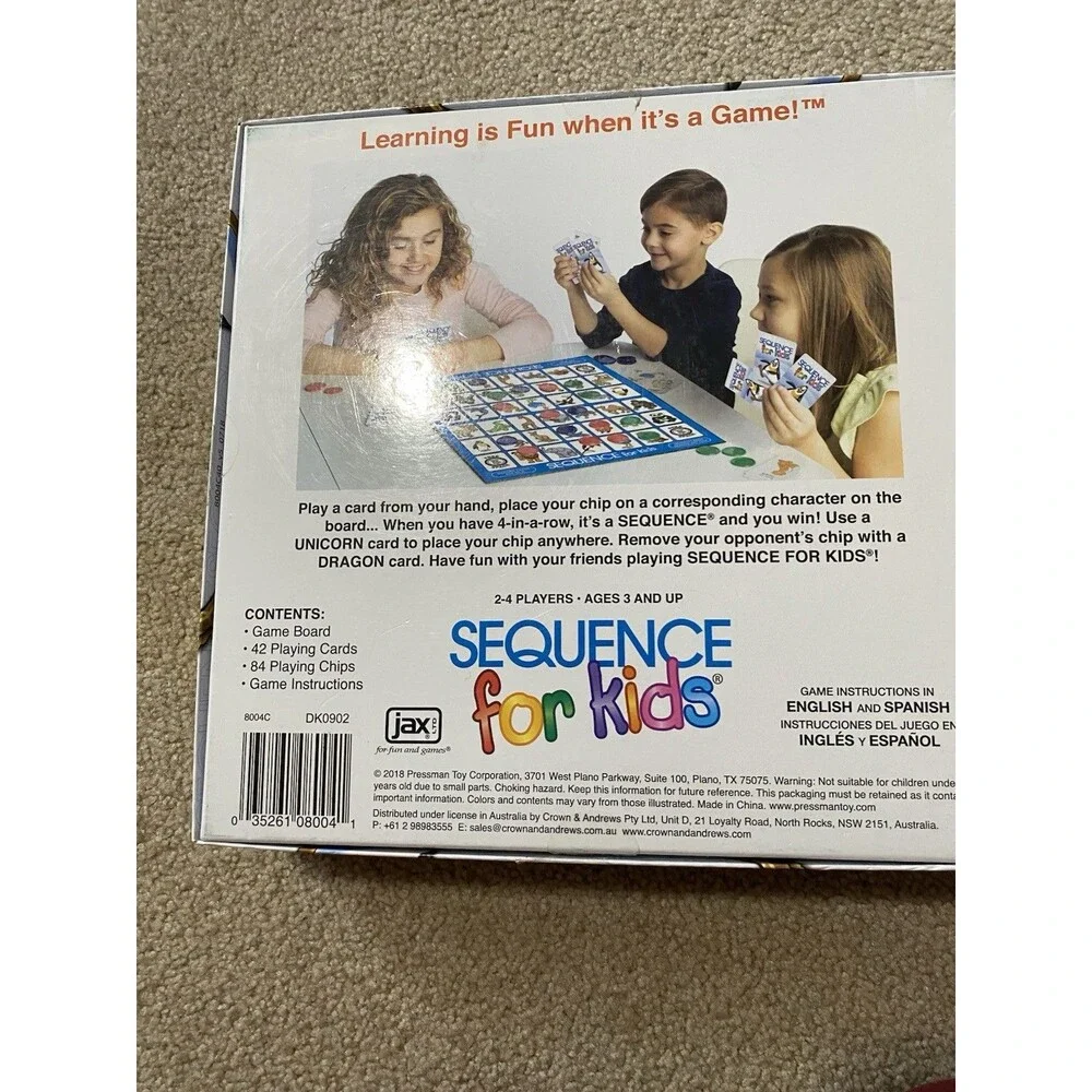 Sequence for Kids Board Game Jax 2018 Animal Strategy Complete